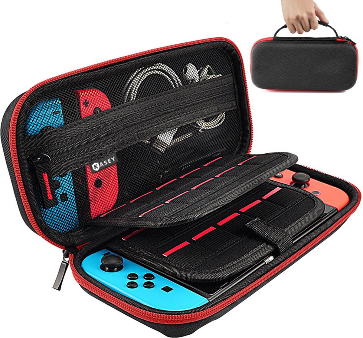 Kasey - Geschikt voor Nintendo Switch Case en Switch OLED Case en Nintendo Switch Hoes - Switch Hoes - Beschermhoes - Hard Cover - Rood