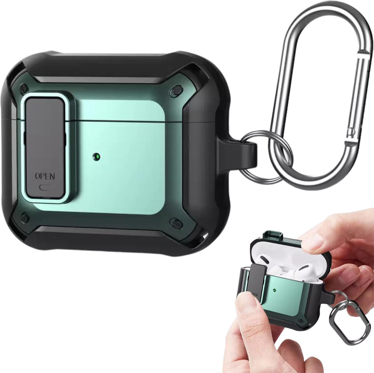 AdroitGoods Military Armor Case Apple AirPods Gen 3 - Cover - Hoesje - Generatie 3 - Bescherming - Zwart