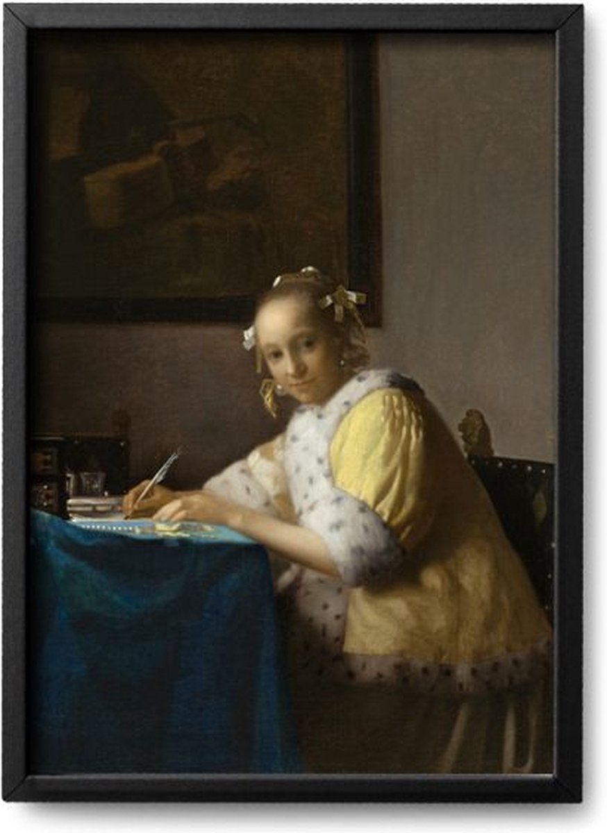 Poster Johannes Vermeer – A2 - 42 x 59,4 cm - Inclusief lijst (Zwart Aluminium)