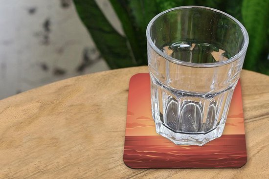 Sous-verres -verres - Mer - Soleil - Oranje - 10x10 cm - 6 pièces