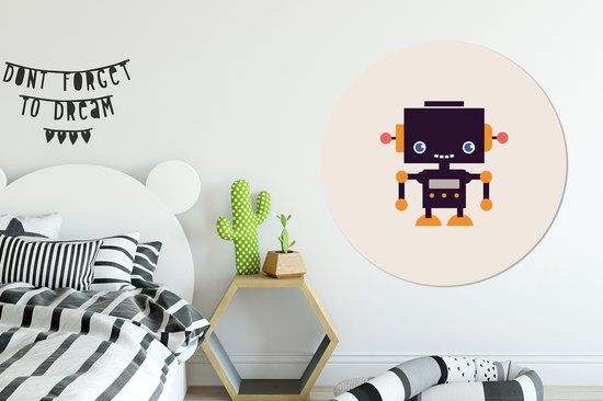 Cercle mural chambre d'enfant - Robot - Beige - Antenne - Décoration murale chambres d'enfants - Décoration murale - Cercle mural - 150x150 cm