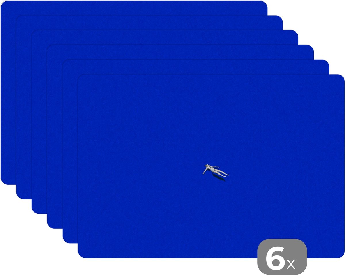 Placemat - Vrouw - Blauw - Vintage - Placemats - Tafel - 45x30 cm - 6 stuks
