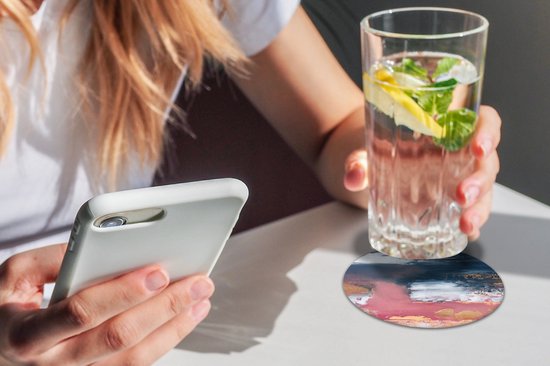 Sous-verres pour verres - Rond - Abstrait - Peinture - Design - 10x10 cm - Sous-verres en verre - 6 pièces