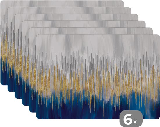 Set de table - Napperons plastique - Abstrait - Peinture - Peinture à l'huile - 45x30 cm - 6 pièces - Résistant à la chaleur - Antidérapant - Sous-couche - Amovible