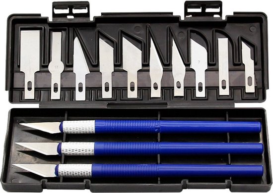 Foto: Wisegoods luxe scalpel messen set mes diy mesje hobby mesjes hobbymes gereedschap handgereedschap handwerken 13st
