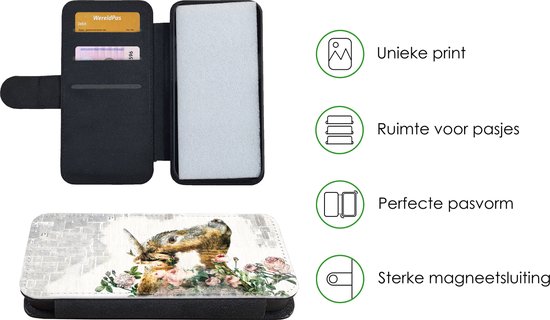 Bookcase pour iPhone 13 Mini Bookcase - Highlander écossais - Peinture - Fleurs - Avec compartiments - Étui portefeuille avec fermeture magnétique