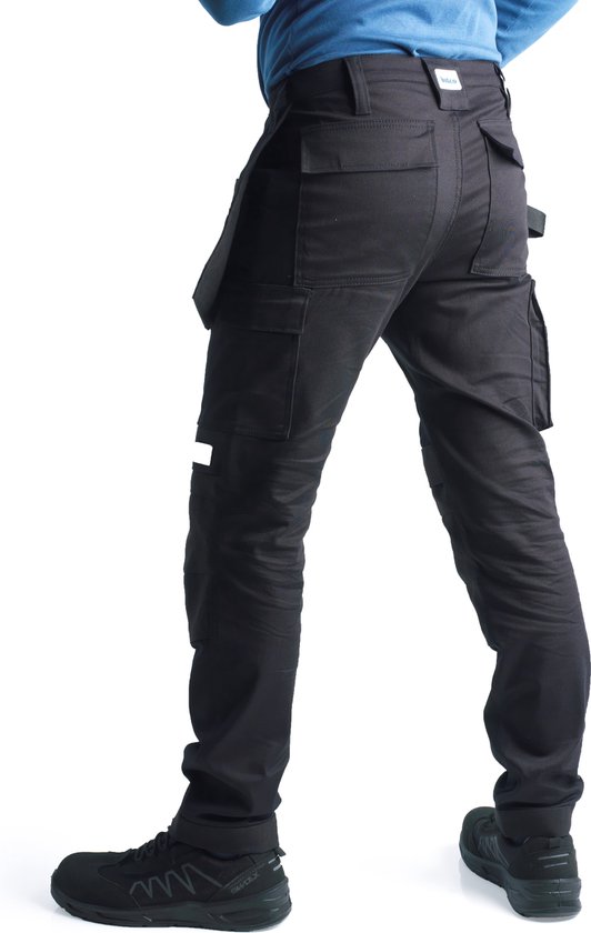 BITCO- SAUER -Stretch Black Work Pants Men Poches genouillères hydrofuges et oléofuges Renforcé en Water