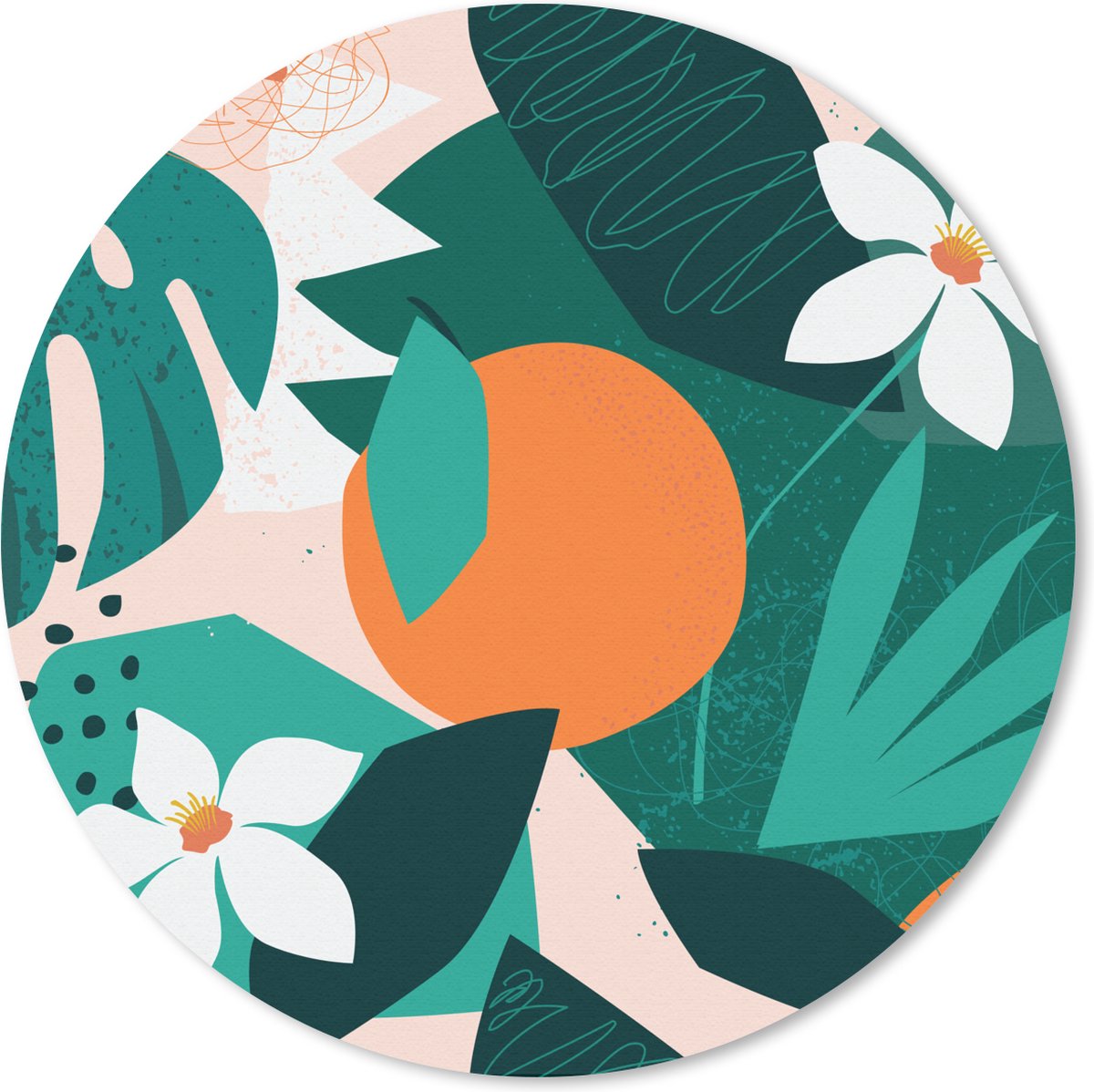 Muismat rond 50x50 cm - Mousepad Bloemen - Fruit - Jungle - Ronde muismatten