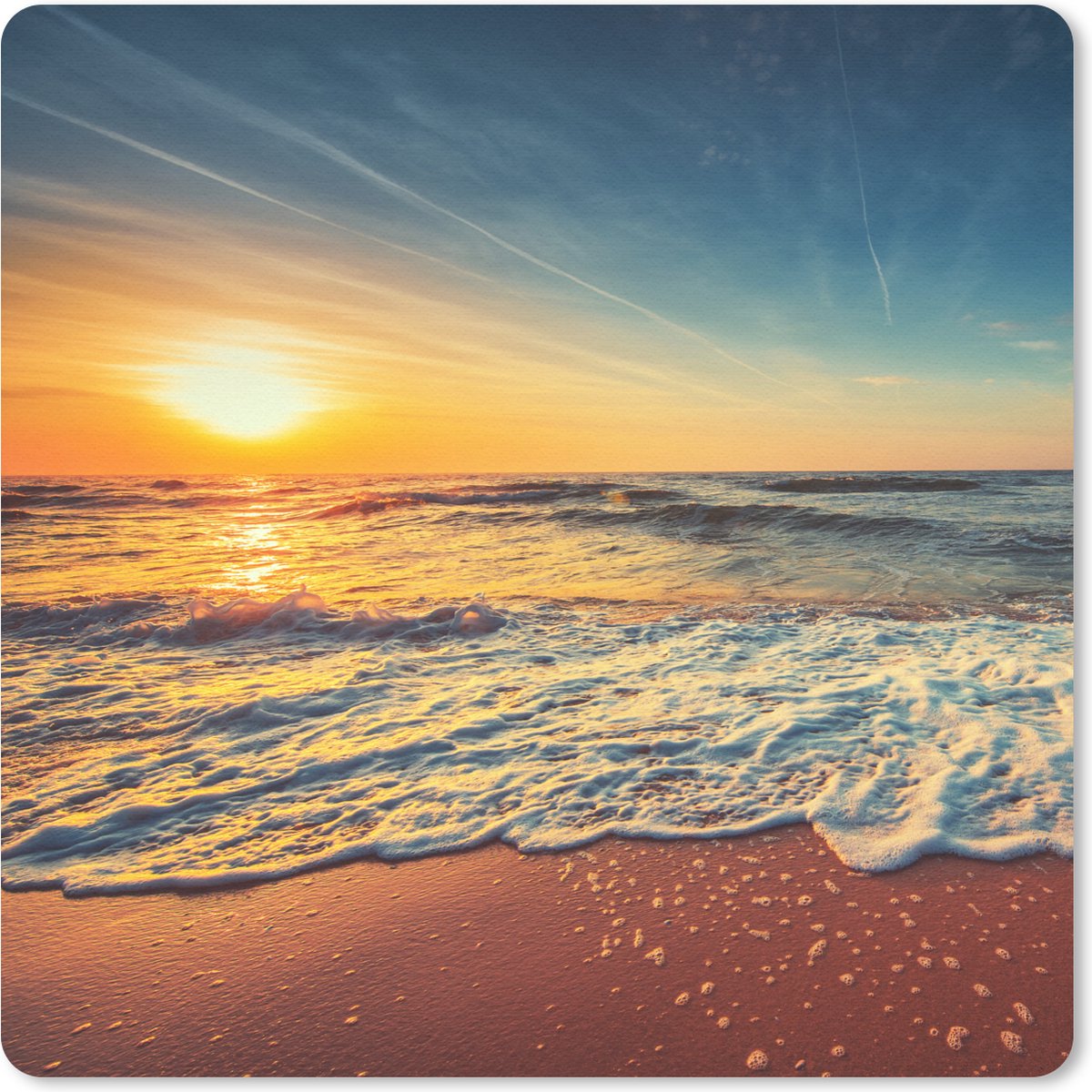 Muismat 30x30 cm - Mousepad Strand - Zee - Zonsondergang - Goud - Muismatten