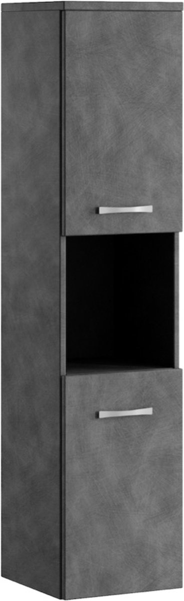 Badplaats Badkamerkast Montreal 30 x 30 x 131 cm - Grijs - Hangende Kolomkast met 2 Deuren