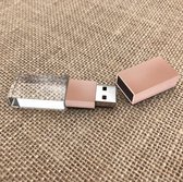 128GB 3.0 Kristal USB stick met brons kleur metale dop - Glas usb stick, glazen usb stick,