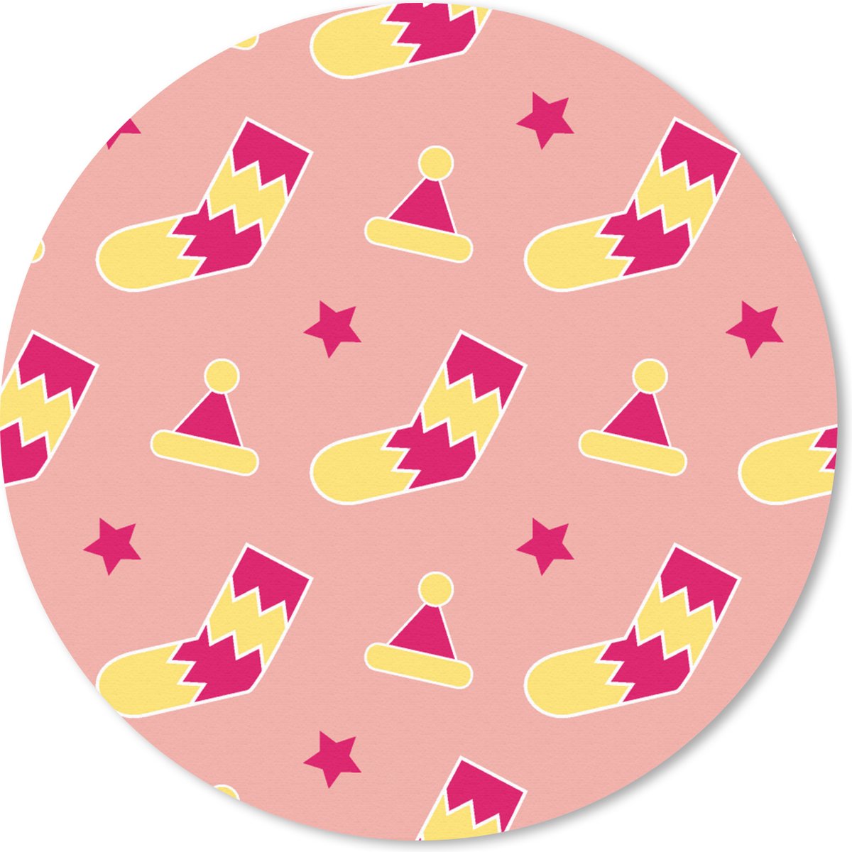 Muismat - Mousepad - Rond - Sokken - Patronen - Kerst - 50x50 cm - Ronde muismat