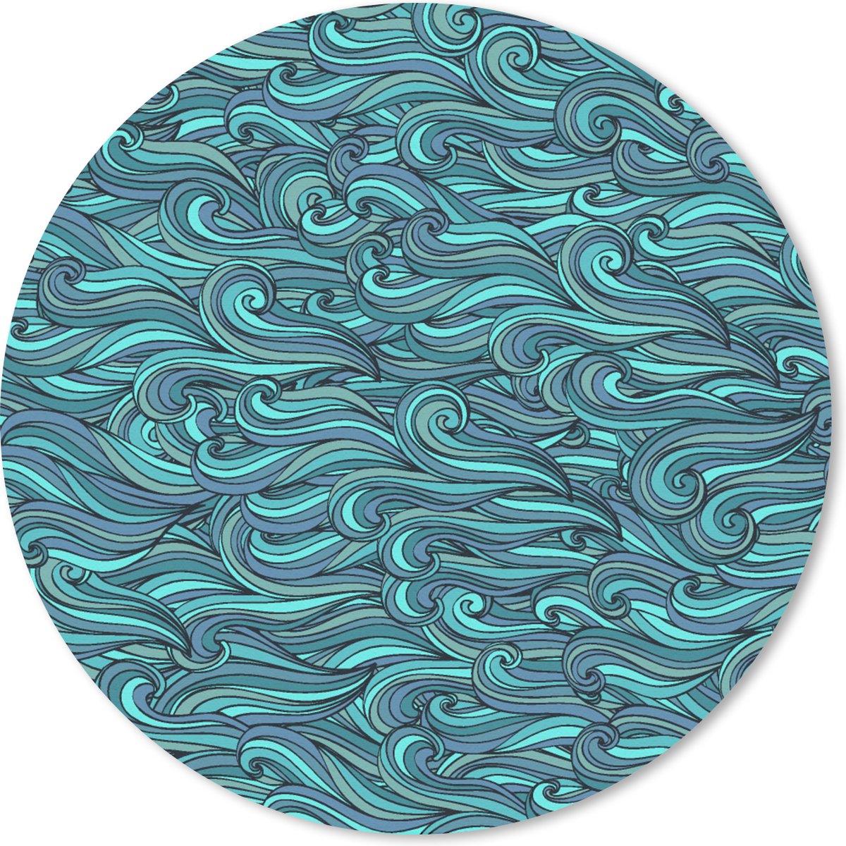 Muismat rond 30x30 cm - Mousepad Waves - Patronen - Water - Ronde muismatten