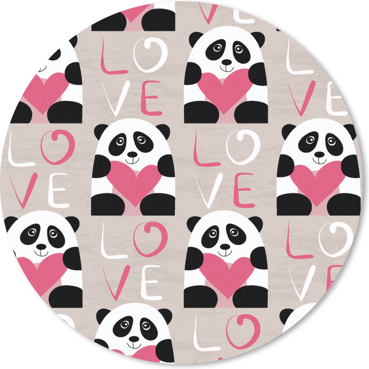 Muismat rond 40x40 cm - Mousepad Hartjes - Panda - Patronen - Ronde muismatten