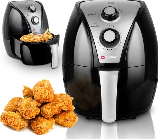 Alpina Airfryer XL Hetelucht Friteuse 3,2L Zwart 1500W - alpina - €51,99