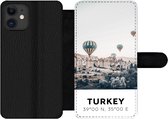 Bookcase Geschikt voor iPhone 11 telefoonhoesje - Luchtballon - Turkije - Zomer - Grijs - Met vakjes - Wallet case met magneetsluiting