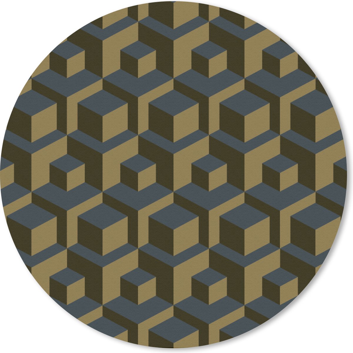 Muismat rond 50x50 cm - Mousepad Blokken - Patronen - Kubus - Ronde muismatten