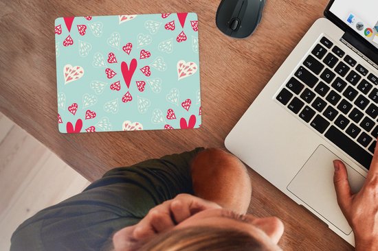 Muismat 23x19 cm - Mousepad Hartjes - Patronen - Pastel - Muismatten