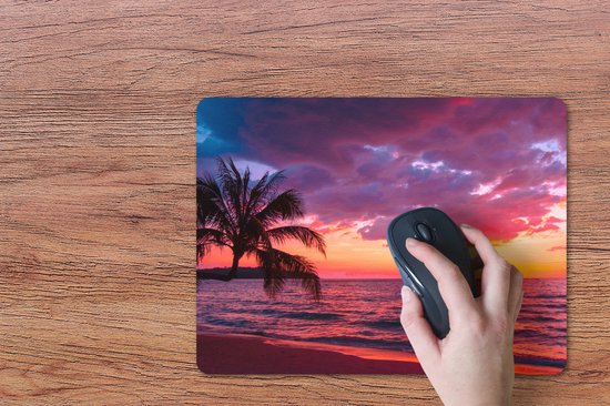 Bureau onderlegger 40x30 cm - Muismat Zon - Horizon - Roze - Palmboom - Zee - Bureaulegger xl - Desk mat beschermer - Computer muismatten