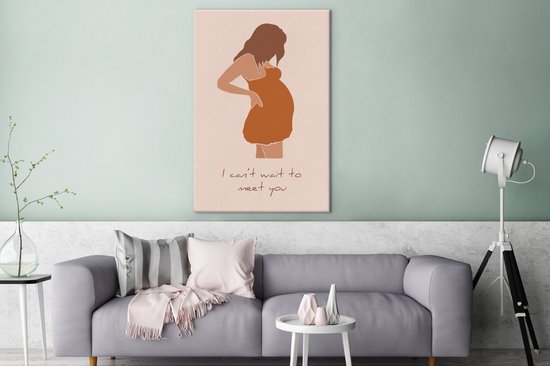 Toile Peinture Enceinte - Maternité - Maman - 80x120 cm - Décoration murale