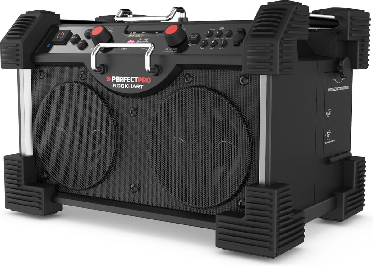 Perfectpro Bouwradio ROCKHART - DAB+ - Bluetooth - USB - Oplaadbaar - Lithium - RH4