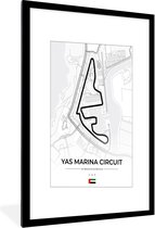 Fotolijst incl. Poster - Racebaan - Yas Marina Circuit - Circuit - F1 - Abu Dhabi - Wit - 60x90 cm - Posterlijst