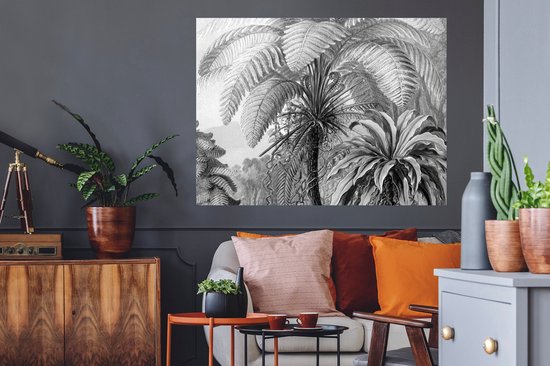 Stickers muraux - Sticker Foil - Plantes - Zwart et Blanc - Design - Illustration - Botanique - 120x90 cm - Film Adhésif - Stickers muraux Chambre Enfant - Papier Peint Auto Adhésif