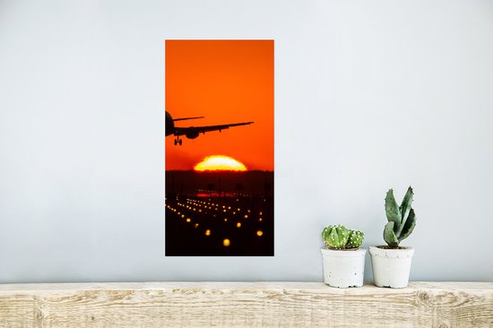 Affiche Sunset - Avion - Oranje - Soleil - 20x40 cm