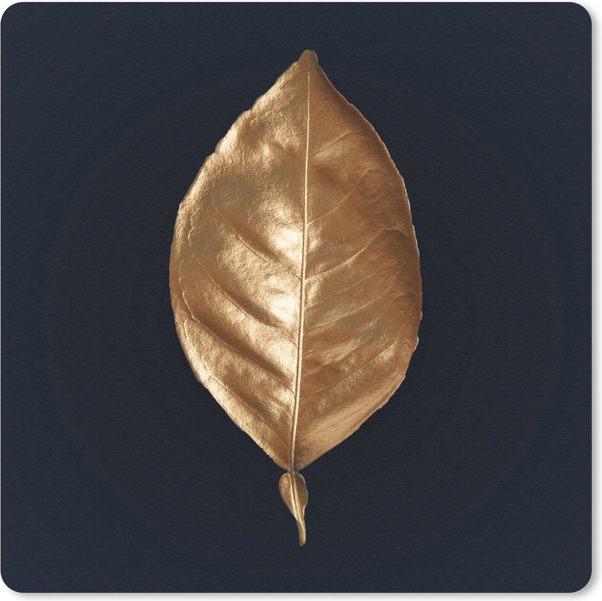 Muismat 30x30 cm - Mousepad Bladeren - Chic - Goud - Planten - Zwart - Muismatten