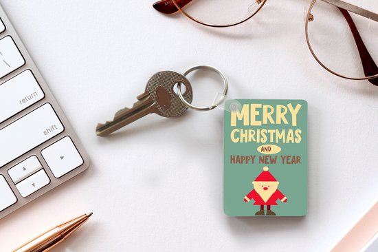 Porte-clés - Illustration - Noël - Père Noël - Citations - Blauw - Vintage - Cadeaux à distribuer - Plastique - Cadeaux Sinterklaas - Cadeaux à distribuer pour enfants - Cadeaux chaussures - Petits cadeaux