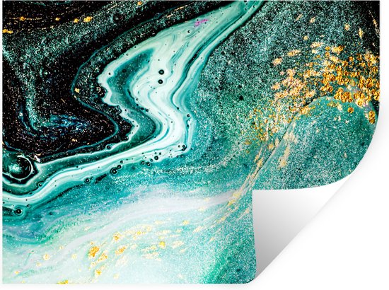 Stickers muraux Muraux - Feuille Autocollant - Aspect Marbre - Blauw - Or - Glitter - Luxe - Marbre - 80x60 cm - Film Adhésif - Stickers muraux Chambre Enfant - Papier Peint Auto Adhésif