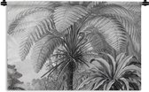 Wandkleed - Wanddoek - Planten - Zwart wit - Design - Illustratie - Botanisch - 90x60 cm - Wandtapijt