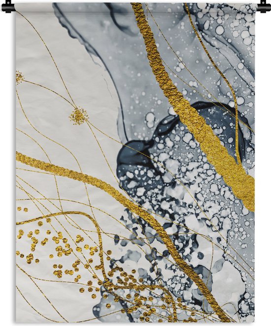 Wandkleed - Wanddoek - Abstract - Goud - Natuur - Kunst - 120x160 cm - Wandtapijt