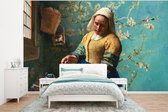 Papier peint - Papier peint photo peint Melkmeisje - Fleur d'amandier - Van Gogh - Vermeer - Largeur 295 cm x hauteur 220 cm