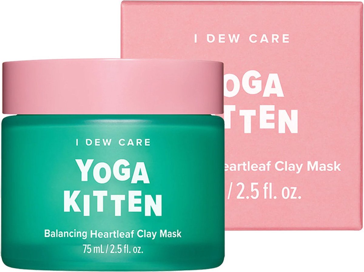 I Dew Care Yoga Kitten Balancing Clay Mask 75ml - K Beauty New 2022 - Gluten Free - Vegan - Cruelty Free Beauty - Eucalyptus - Kaolin - Heartleaf Extract