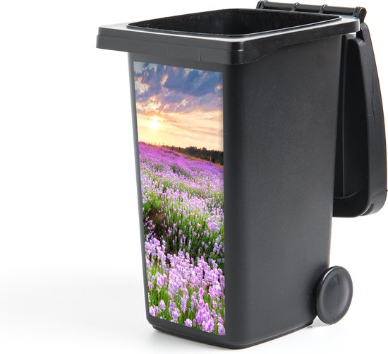 Container sticker Lavendel - Bloemen - Zonsondergang - Paars - Weide - 38x80 cm - Kliko sticker