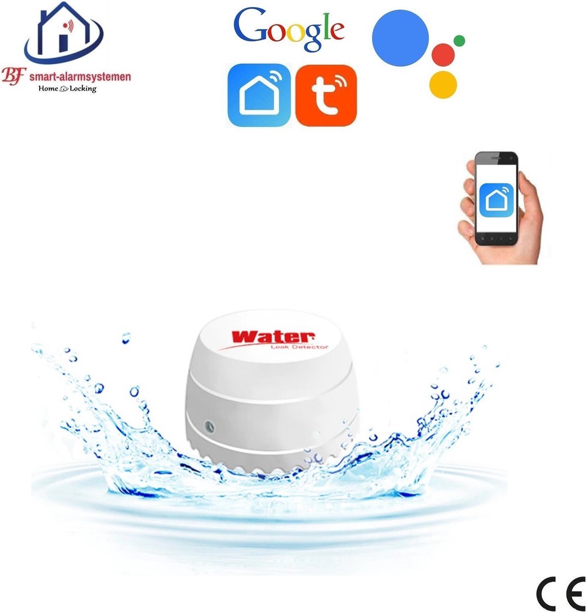 WiFi water-detector met bediening via APP en kan werken met spraakgestuurde apps. T-2016