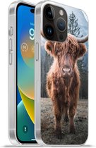Apple iPhone 14 Pro - Coque souple - Highlander écossais - Vache - Animaux - Berg - Nature - Coque en Siliconen téléphone