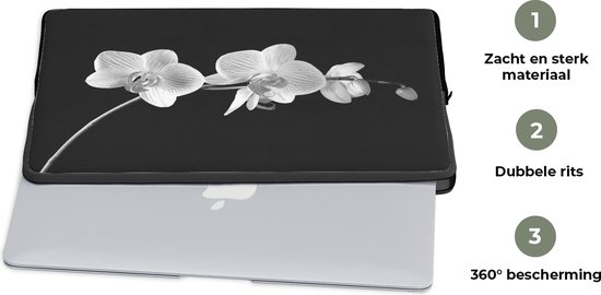 Housse pour ordinateur portable 17 pouces - Orchidée - Fleurs - Zwart - Rose - Boutons - Housse pour ordinateur portable - Dimensions intérieures 42,5x30 cm