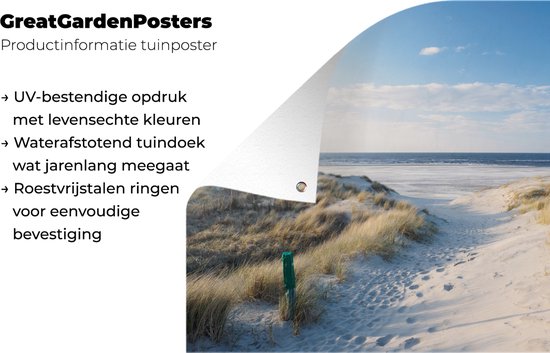 Affiche jardin - Toile Posters de jardin extérieur - Dune - Mouette - Plage - Mer - Soleil - 120x80 cm - Jardin