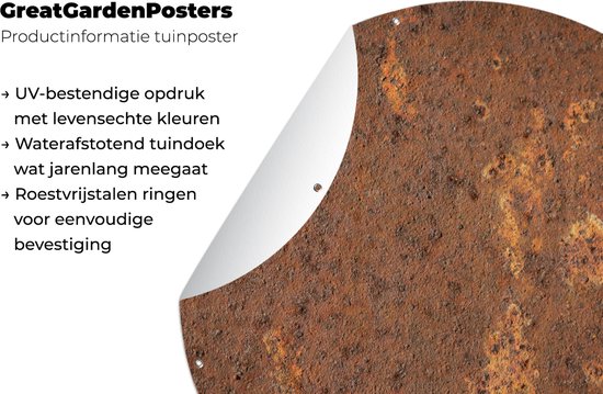 Tuincirkel Bruin - Oranje - Abstract - Vintage - Roest - Patroon - 120x120 cm - Ronde Tuinposter - Buiten
