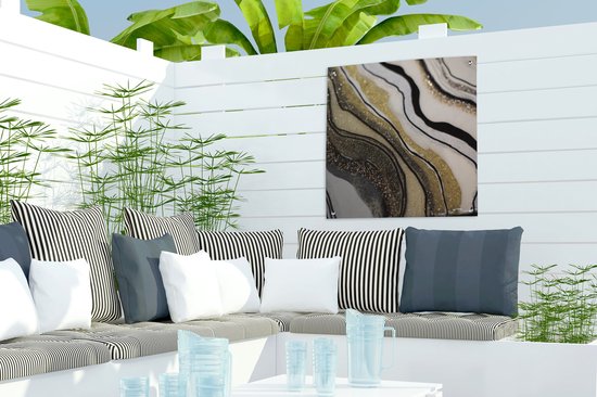 Tuinposter 50x50 cm - Tuindecoratie Edelsteen - Abstract - Marmer - Natuur - Poster voor in de tuin - Buiten decoratie - Schutting tuinschilderij - Tuindoek muurdecoratie - Wanddecoratie balkondoek