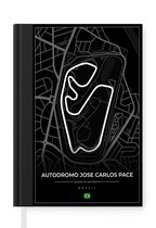 Notitieboek - Schrijfboek - Racebaan - Brazilië - Circuit - Formule 1 - Autódromo José Carlos Pace - Zwart - Notitieboekje klein - A5 formaat - Schrijfblok