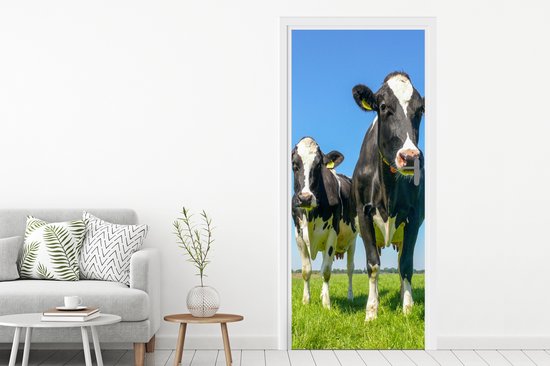 Sticker pour porte Vaches - Pâturage - Herbe - Animaux - Ferme - 95x215 cm - Affiche de porte