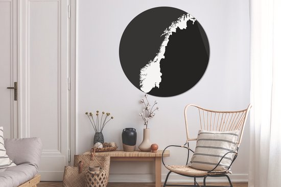 Illustration de la Norvège en noir et blanc Sticker mural cercle mural ⌀ 140 cm / cercle papier peint / cercle mural / cercle vivant - autocollant et découpe ronde