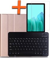 Hoes Geschikt voor Samsung Galaxy Tab A7 Hoes Toetsenbord Hoes Case Book Cover Hoesje Met Screenprotector - Hoesje Geschikt voor Samsung Tab A7 Keyboard Hoes - Rosé goud.