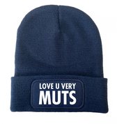 Wintermuts navy - Love you very muts - soBAD. | Wintersport | Après ski outfit Warme Muts voor Volwassenen | Heren en Dames Beanie