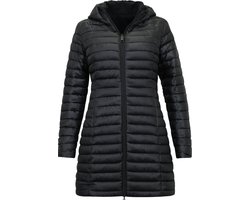 Lange Winterjas Dames met Capuchon - Dames Winterjas Parka - Puffer Jas Dames Slim Fit Dubbelzijdig - 2161 - Zwarte Jas
