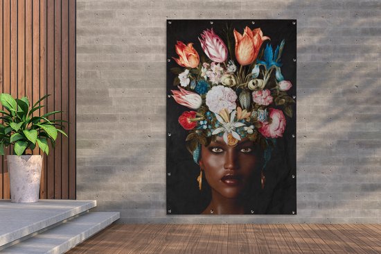 Décoration murale Femme - Fleurs - Coloré - 120x180 cm - Poster jardin