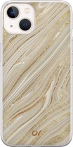 iPhone 13 hoesje siliconen - Golden Marble - Marmer - Goud - Apple Soft Case Telefoonhoesje - TPU Back Cover - Casevibes